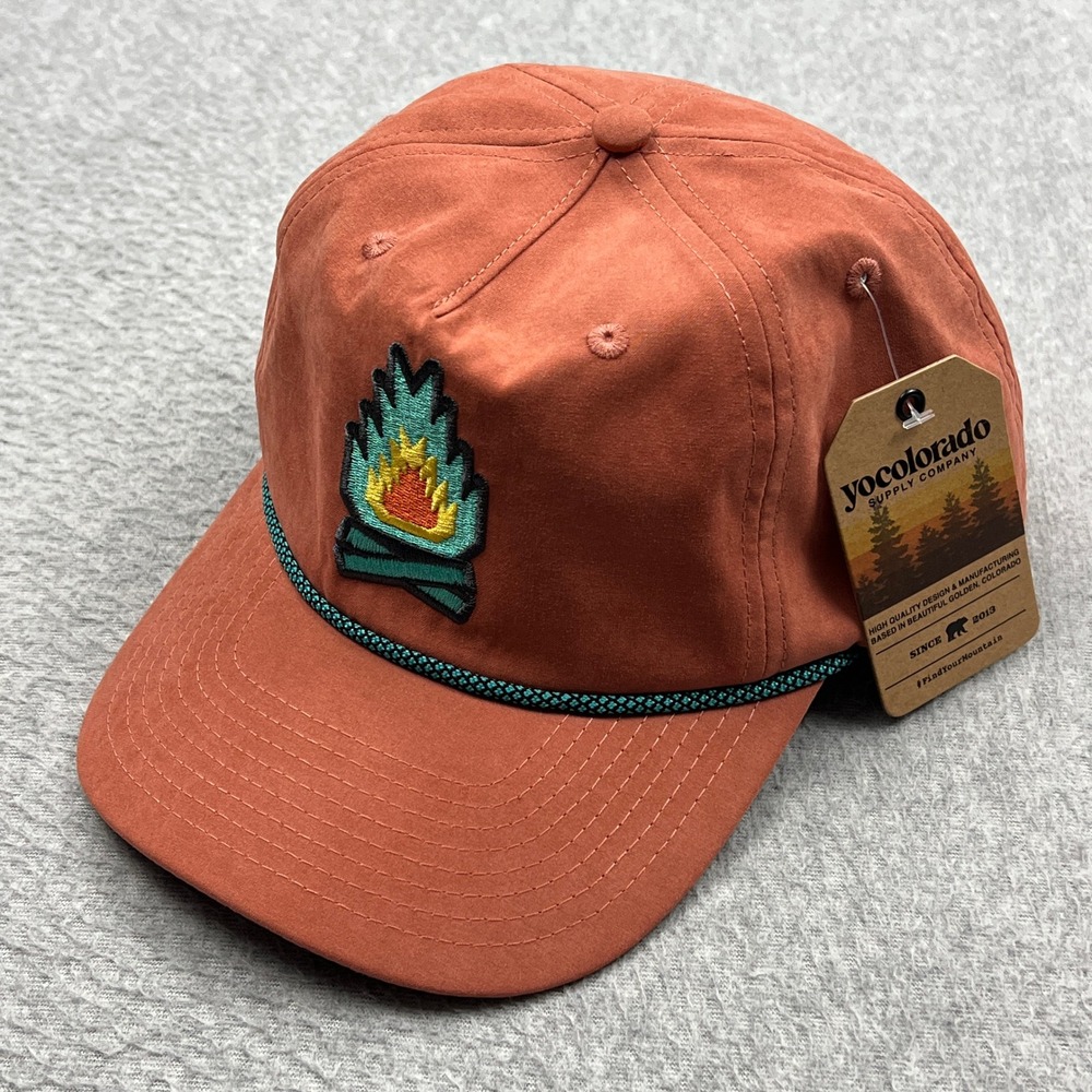 NEW Yocolorado Campfire Hat Adult OS Rust Outdoor Embroidered Rope Snapback Cap